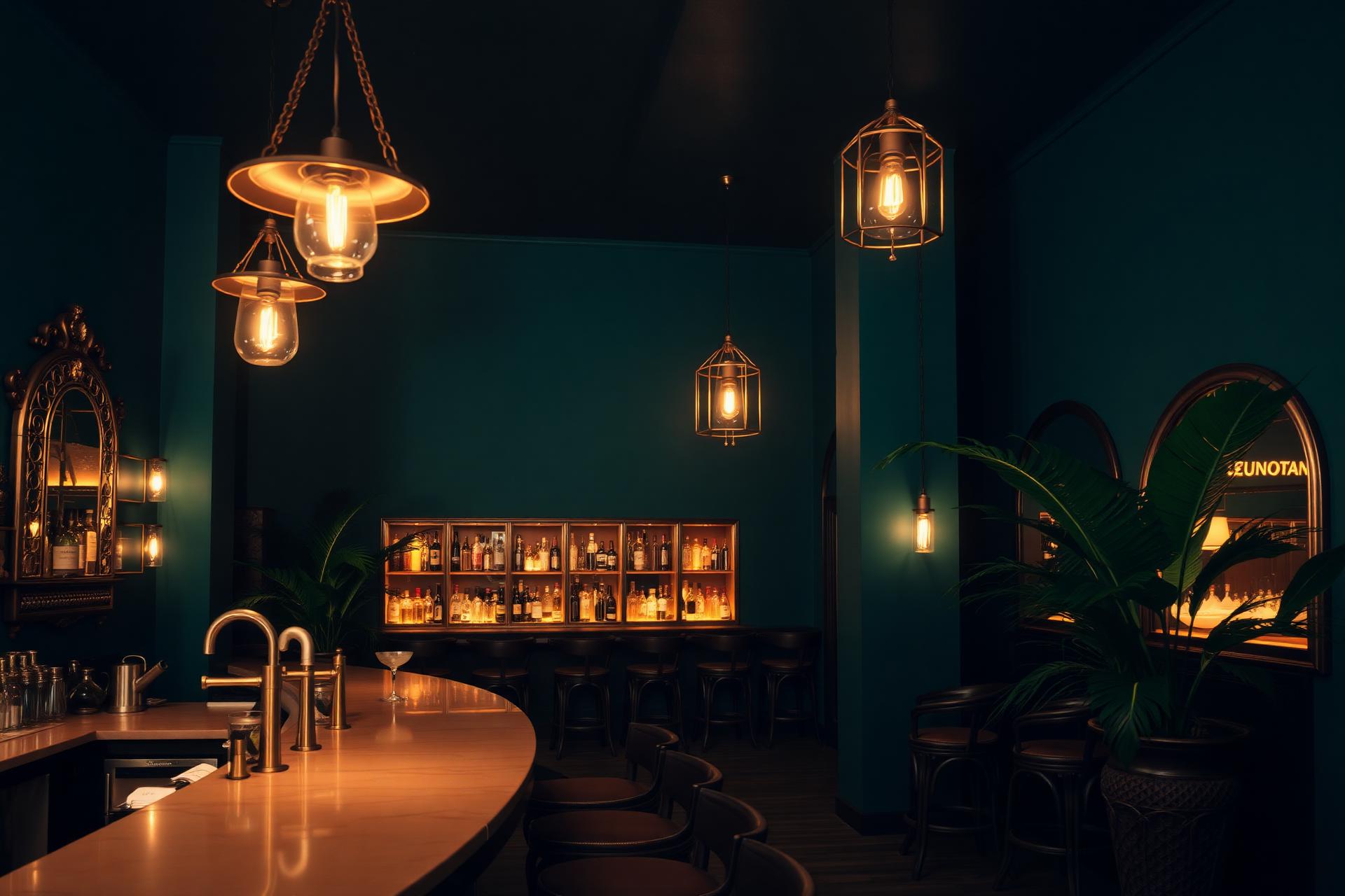 SANJE bar interior at dusk